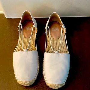 Eileen Fisher flat white espadrilles..